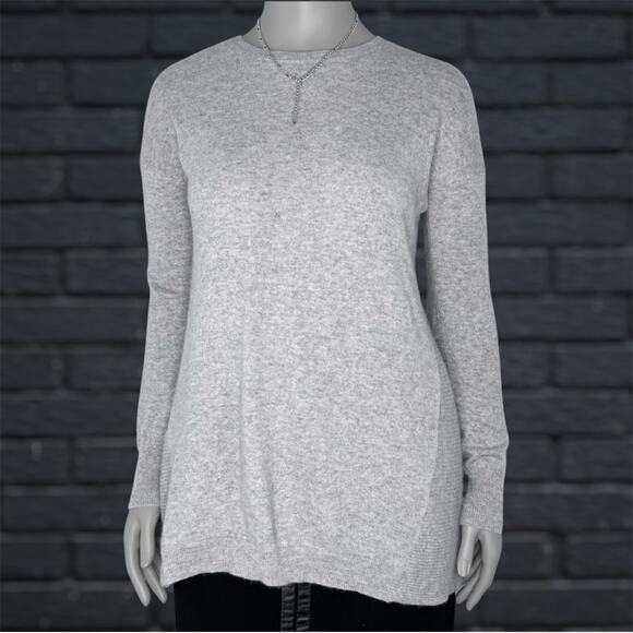 2-Ply Cashmere Cynthia Rowley Gray Sweater Slip Back Tunic Size Large Minimalist - Picture 2 of 7